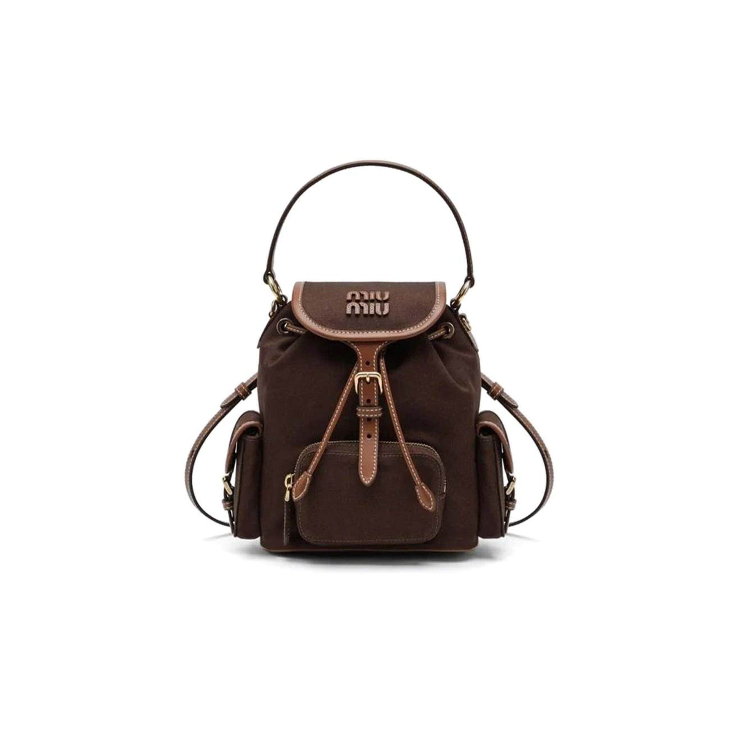 MIU MIU CANVAS AND LEATHER BACKPACK 5BZ043 (22*18*11.5cm)